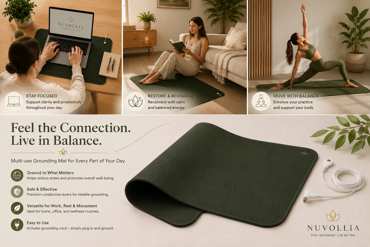 Nuvollia™ Premium Grounding Body (Yoga) Mat